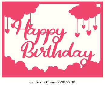 Colorful Birthday poster, Layered paper cut style, Paper cut Birthday card. 3D paper craft, Shadow box