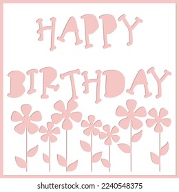 Colorful Birthday poster, Layered paper cut style, Paper cut Birthday card. Paper craft, card template