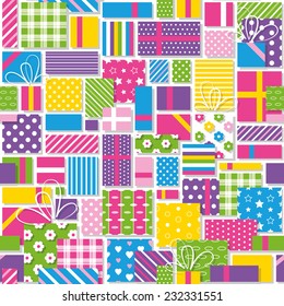 colorful birthday presents collection pattern