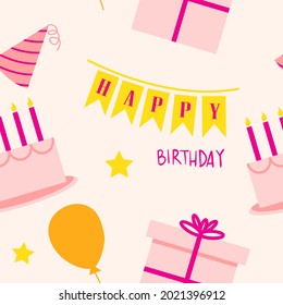 colorful birthday seamless pattern design perfect for gift wrap. Seamless pattern happy birthday suitable for wrapping and decorating background