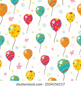 colorful birthday seamless pattern design, balloons seamless pattern vector
