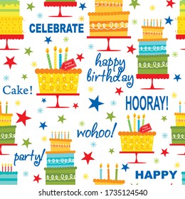 colorful birthday seamless pattern perfect for gift wrap, gift bag and etc