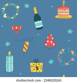 colorful birthday seamless pattern perfect for gift wrap, gift bag and etc,