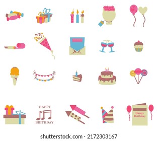 colorido elemento vector de cumpleaños conjunto ilustración estilo plano 