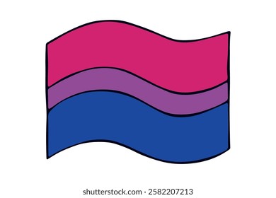 Colorful Bisexual pride flag Happy pride day LGBTQ community Pride Month Vector hand drawn doodle for posters, stickers, logo, cards