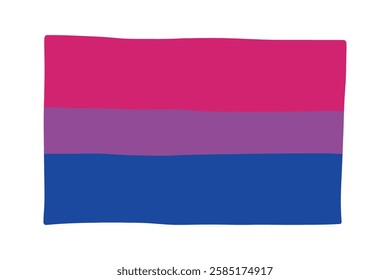 Colorful Bisexual pride flag Happy pride day LGBTQ community Pride Month Vector hand drawn doodle for posters, stickers, logo, cards