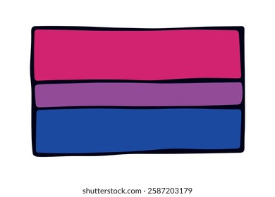 Colorful Bisexual pride flag Happy pride day LGBTQ community Pride Month Vector hand drawn doodle for posters, stickers, logo, cards