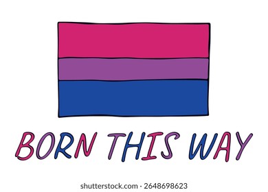 Colorful Bisexual pride flag Happy pride day LGBTQ community Pride Month Vector hand drawn doodle for posters, stickers, logo, cards