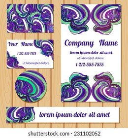 Colorful Bisiness Templates With  Hand Drawn Decorative Doodle. Vector Card.