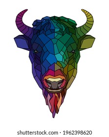 Colorful bison face. Vector illustration