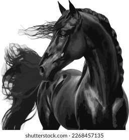 Colorful Black Horse vector design
