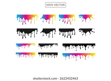colorido Preto derreter gotas ou líquido vetor pingos conjunto de