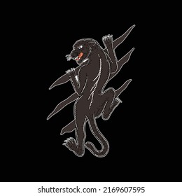 colorful black panther doodle illustration for sticker tattoo poster tshirt design etc
