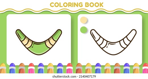 Colorful And Black And White Boomerang Hand Drawn Cartoon Doodle Coloring Book For Kids