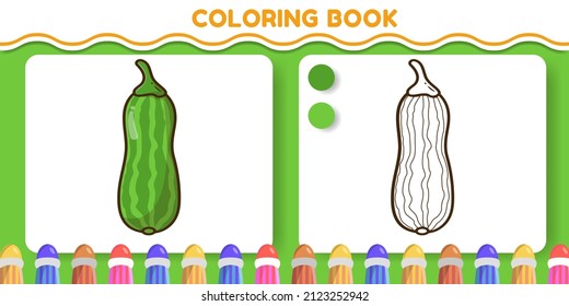 Colorful and black and white cucumber hand drawn cartoon doodle coloring book for kids