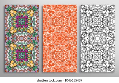 Colorful, black and white seamless patterns, floral geometric doodle texture for Wedding, Valentine's day, greeting card, Birthday Invitation. Decorative seamless ornamental backgrounds, lace border