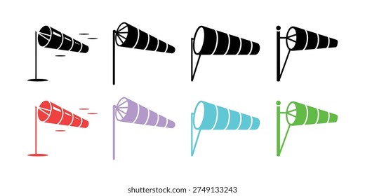 Colorful and black wind socks on poles purple