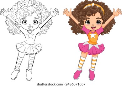 Colorful and black-and-white versions of a happy girl.
