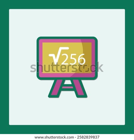 Colorful Blackboard Icon: Square Root Equation