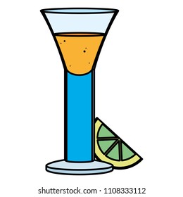 colorful blanco tequila glass liquor with lemon