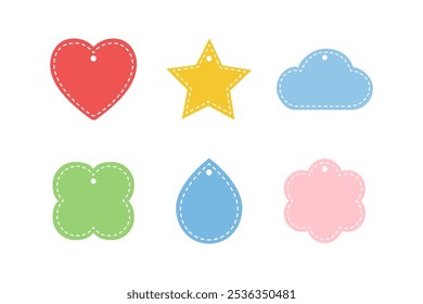 Colorful blank abstract label badge tag template set. Business, marketing, promotion, sale concepts. Flat decorative vector design isolated illustration.