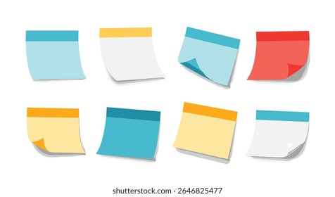 Notas adesivas em branco coloridas para derrubar lembretes importantes e ideias para a organização diária e produtividade