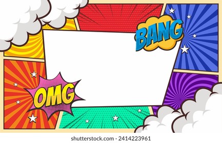 Colorful blank comic frame background template