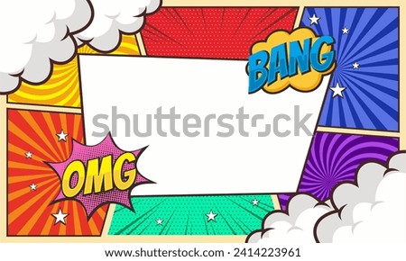 Colorful blank comic frame background template