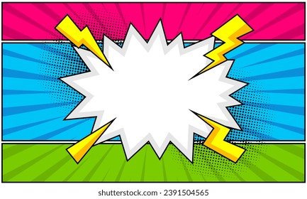 Colorful blank comic page background. vector illustration