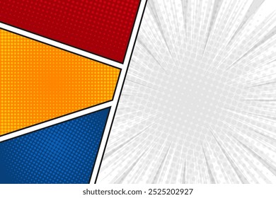 Colorful blank comic panel pop art style background