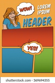Colorful Blank Comics Template With The Smiling Girl