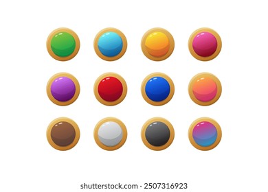 colorful blank game button icon vector