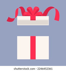 Colorful blank gift box in flat design for using as banner, poster for advertising