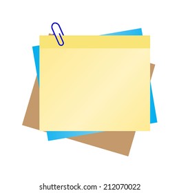 colorful  blank notice papers  with blue clip