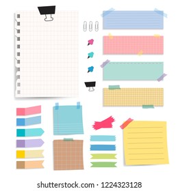 Colorful blank paper notes vector set