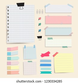 Colorful blank paper notes vector set