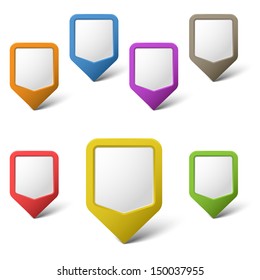 Colorful blank pointers on white background vector