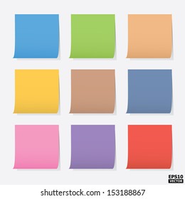 Colorful blank post-it notes or colorful paper notes.-eps10 vector