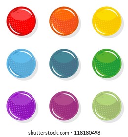 colorful blank round button set