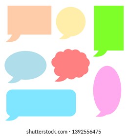 colorful blank speech bubbles, different shape set isolated on white background; vector illustration