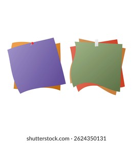 Colorful Blank Sticky Notes Vector. Reminder Sticky Notes on White Background.