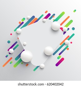 Colorful blank template with balls and lines for advertising, vector illustration