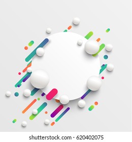 Colorful blank template with balls and lines for advertising, vector illustration