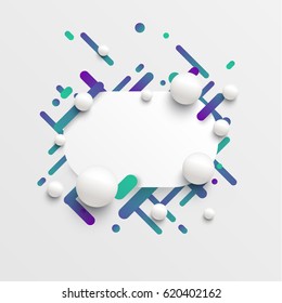 Colorful blank template with balls and lines for advertising, vector illustration