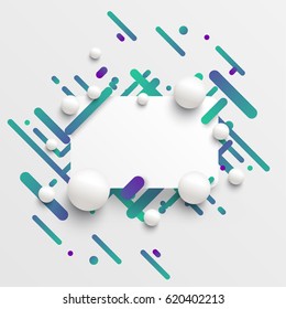 Colorful blank template with balls and lines for advertising, vector illustration