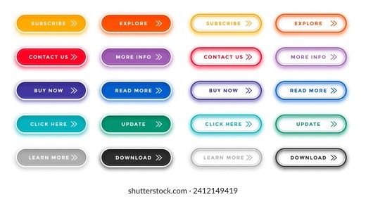 elemento de icono de botón web coloreado y en blanco en el vector de colección