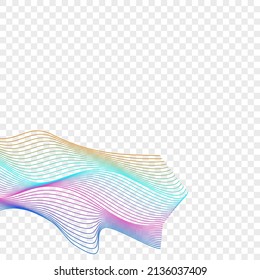 Colorful Blend Background Transparent Vector. Lattice Illustration. Multicolored Wave Breeze. Curve Soft Template. Bright Circular Ribbon.