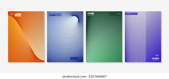 Colorful blend line abstract modern cover design set