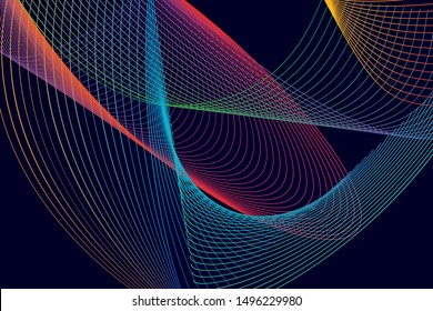 colorful blend line pattern with dark blue background.
