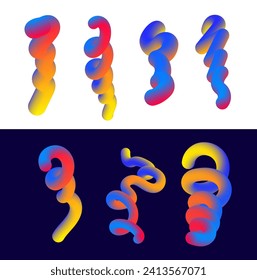 colorful blend y2k  vector set design elements  